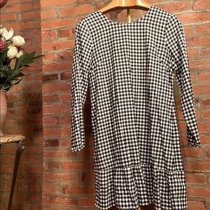 j.crew flannel checkered dress w back bow detail